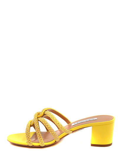 Shop Aquazzura Leather Sandals In Yellow