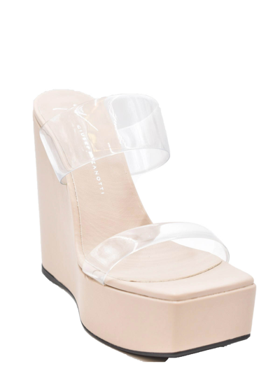 Giuseppe Zanotti Meissa Plexi Wedge Sandals In Beis