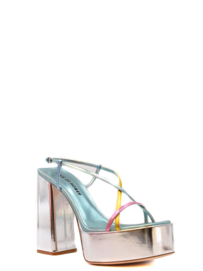 Haus Of Honey Metallic Leather Ankle Strap Sandals With Heel 14cm In Multicolor