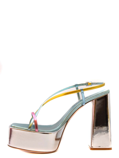 Haus Of Honey Metallic Leather Ankle Strap Sandals With Heel 14cm In Multicolor