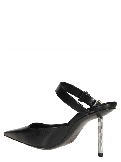 Givenchy Open Back Pointed Toe Sandals With Textured Heel In Black