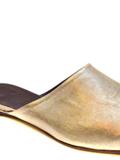 Bougeotte Leather Mules In Gold