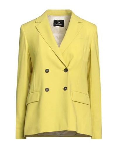 Ps By Paul Smith Ps Paul Smith Woman Blazer Yellow Size 6 Cotton, Elastane In Green