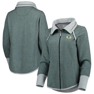 Shop Tommy Bahama Heathered Green Green Bay Packers Sport Sun Fade Full-zip Sweatshirt In Heather Green
