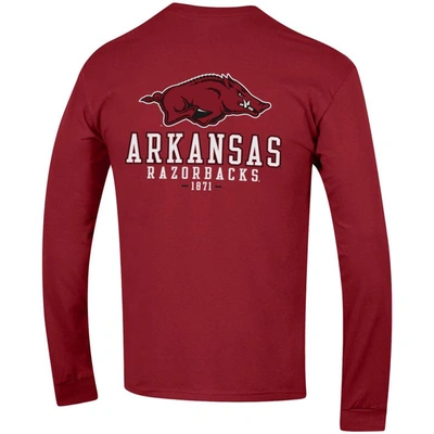 Shop Champion Cardinal Arkansas Razorbacks Team Stack Long Sleeve T-shirt