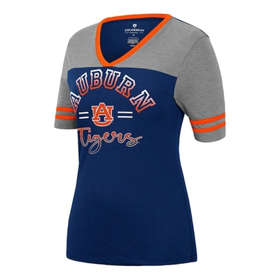 Shop Colosseum Navy/heathered Gray Auburn Tigers There You Are V-neck T-shirt