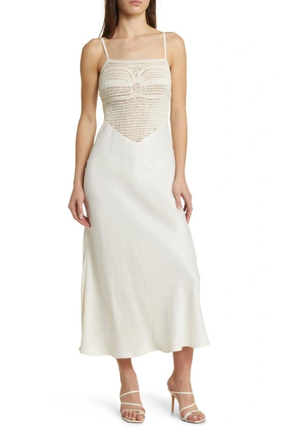 Shop Topshop Crochet Bodice Midi Slipdress In Ivory