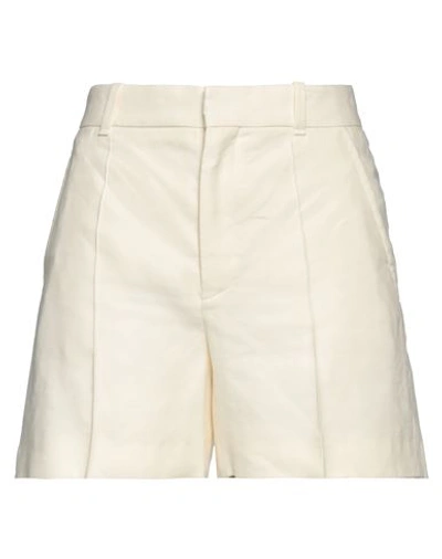 Shop Chloé Woman Shorts & Bermuda Shorts Ivory Size 6 Linen, Silk In White