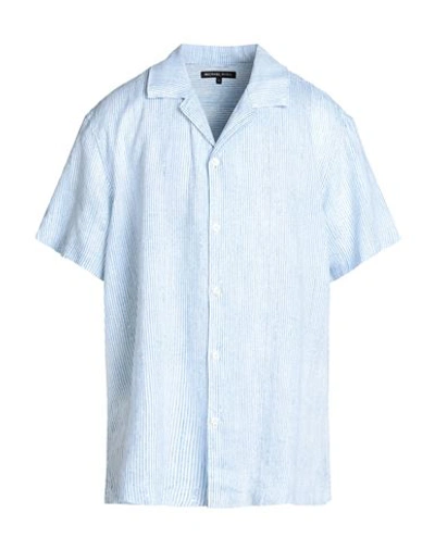 Shop Michael Kors Mens Man Shirt Light Blue Size Xxl Linen