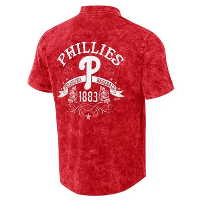 Shop Darius Rucker Collection By Fanatics Red Philadelphia Phillies Denim Team Color Button-up Shirt