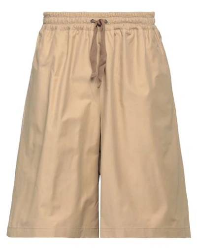 Maison Kitsuné Maison Kitsune Camel Cotton Blend Bermuda Shorts In Brown