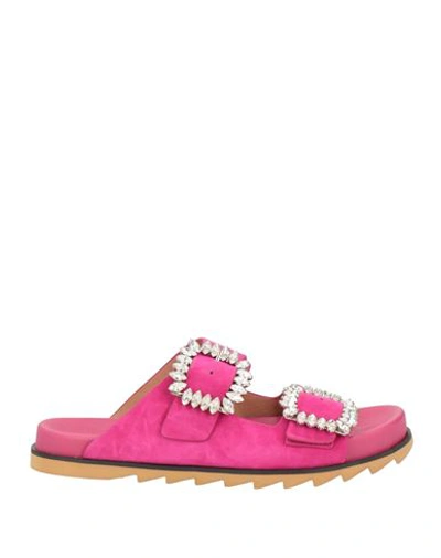 Shop Bibi Lou Woman Sandals Fuchsia Size 8 Leather In Pink