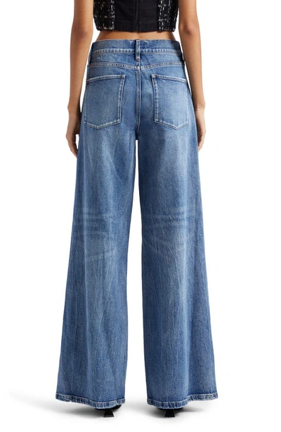 Shop Alice And Olivia Trish Mid Waist Baggy Jeans In Brooklyn Blue