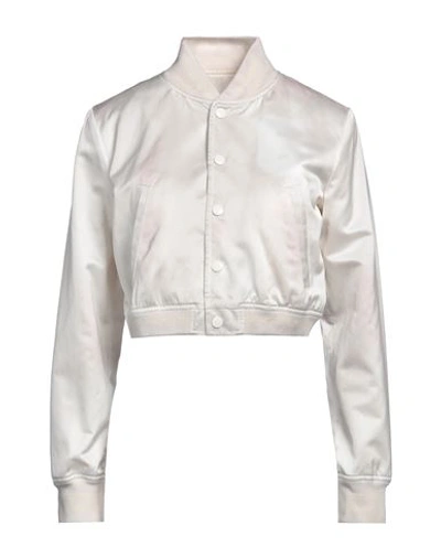Shop Mm6 Maison Margiela Woman Jacket Off White Size 8 Cotton, Polyester