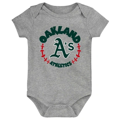 Shop Outerstuff Infant Gold/white/heather Gray Oakland Athletics Biggest Little Fan 3-pack Bodysuit Set