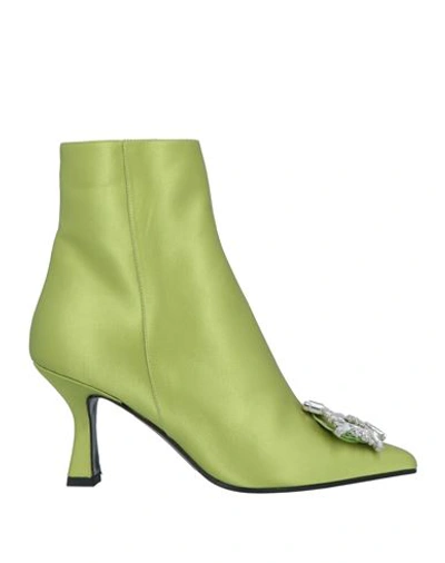 Aldo Castagna Woman Ankle Boots Acid Green Size 9 Textile Fibers In Green