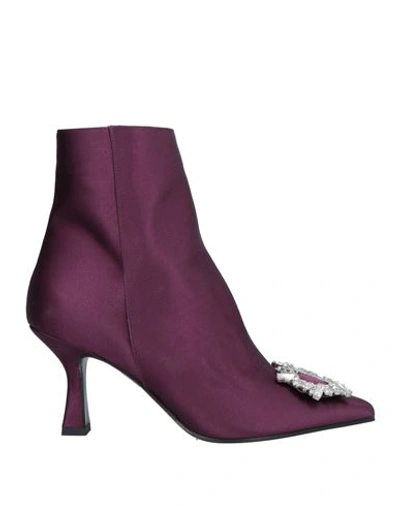 Shop Aldo Castagna Woman Ankle Boots Mauve Size 7 Textile Fibers In Purple