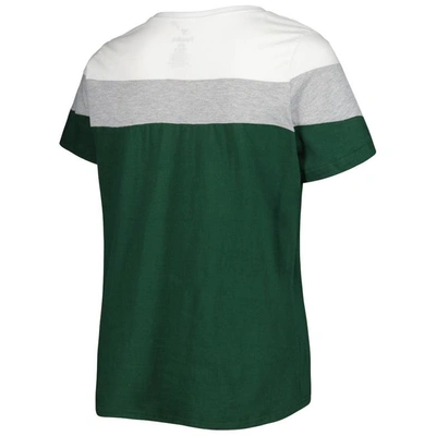 Shop Profile White/green Oakland Athletics Plus Size Colorblock T-shirt In Hunter Green