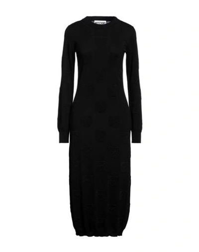 Shop Moschino Woman Midi Dress Black Size 6 Virgin Wool