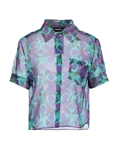Dsquared2 Abstract Flower-print Short-sleeve Shirt In Purple
