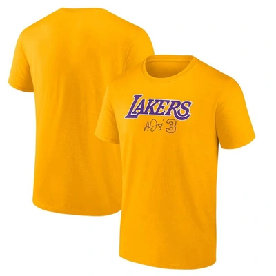 Shop Fanatics Branded Anthony Davis Gold Los Angeles Lakers Name & Number T-shirt