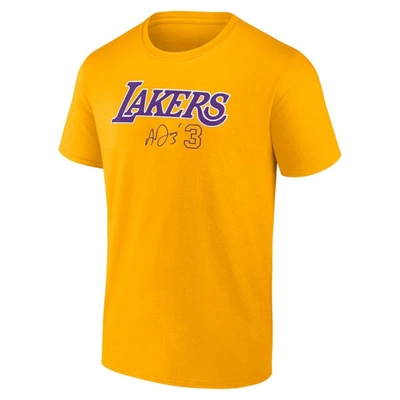 Shop Fanatics Branded Anthony Davis Gold Los Angeles Lakers Name & Number T-shirt