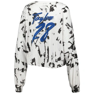 Shop Majestic Threads Jonathan Taylor White Indianapolis Colts Off-shoulder Tie-dye Name & Number Cropped