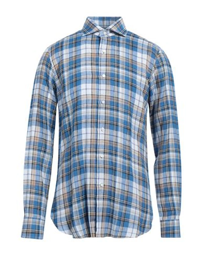 Shop Barba Napoli Man Shirt Azure Size 17 Linen In Blue