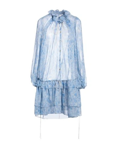 Shop Petar Petrov Woman Mini Dress Sky Blue Size 8 Silk