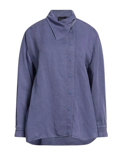 Shop Emporio Armani Woman Shirt Purple Size 12 Lyocell, Linen