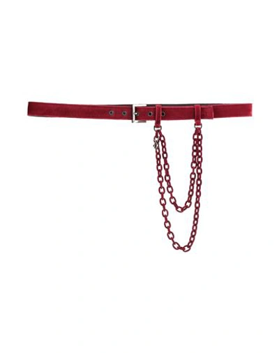 Shop Marcelo Burlon County Of Milan Marcelo Burlon Woman Belt Burgundy Size 36 Cotton, Metal In Red