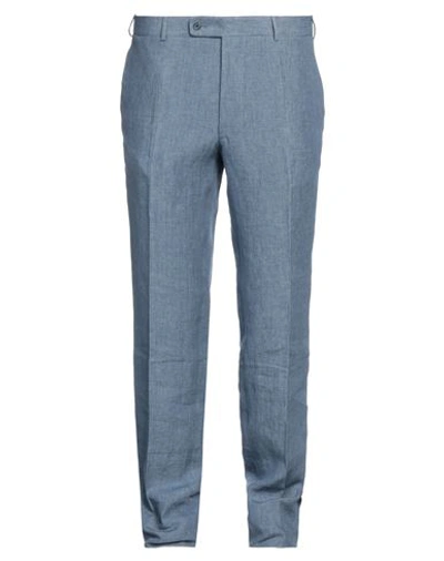 Shop Scabal® Scabal Man Pants Light Blue Size 42 Linen