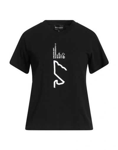 Emporio Armani Graphic-embroidery Logo-print T-shirt In Black