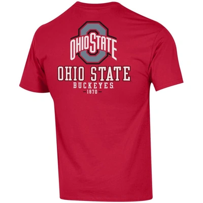 Shop Champion Scarlet Ohio State Buckeyes Team Stack 2-hit T-shirt