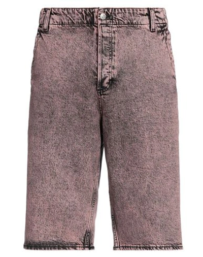 Shop Sandro Man Denim Shorts Pink Size 30 Cotton, Elastane