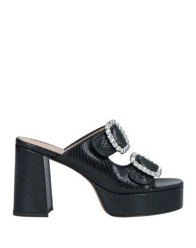 Maje Woman Sandals Black Size 11 Leather In Black