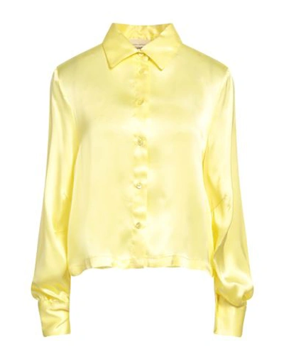 Shop Semicouture Woman Shirt Yellow Size 6 Acetate, Silk