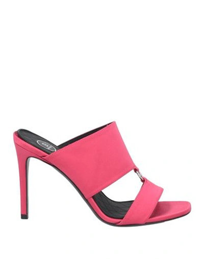 Shop Balmain Woman Sandals Fuchsia Size 7.5 Viscose, Silk In Pink