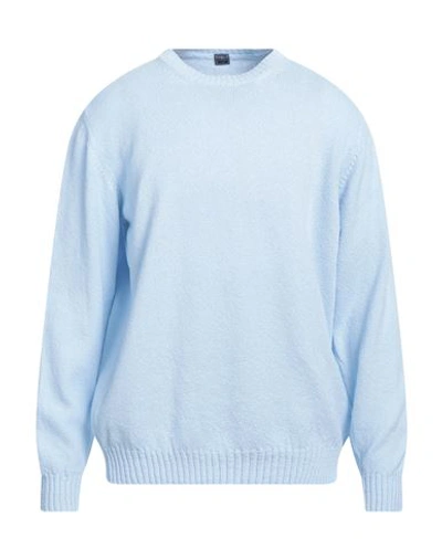 Shop Fedeli Man Sweater Sky Blue Size 44 Cotton