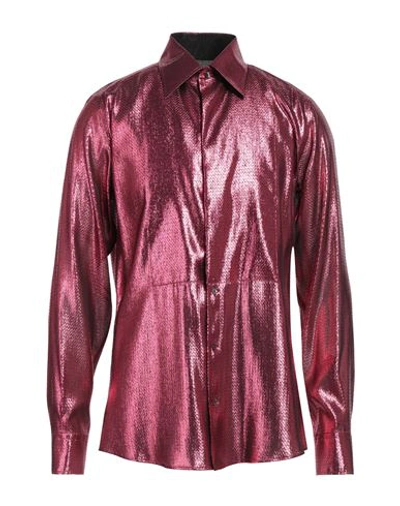 Shop Dolce & Gabbana Man Shirt Garnet Size 16 ½ Silk, Polyester In Red