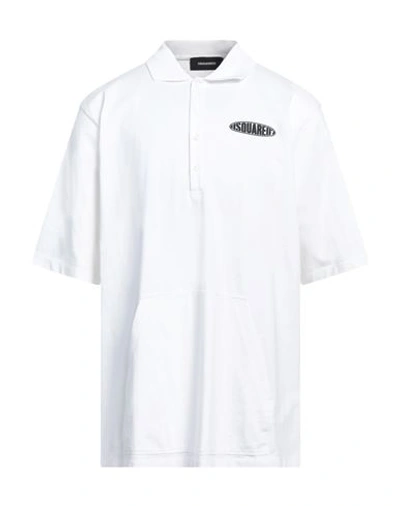 Shop Dsquared2 Man Polo Shirt White Size L Cotton