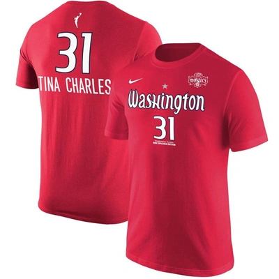 Shop Nike Tina Charles Red Washington Mystics Explorer Edition Name & Number T-shirt