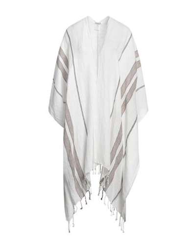 Shop Brunello Cucinelli Woman Cape Off White Size Onesize Linen, Polyester, Polyamide, Metal