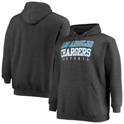 Shop Fanatics Branded Heathered Charcoal Los Angeles Chargers Big & Tall Practice Pullover Hoodie In Heather Charcoal