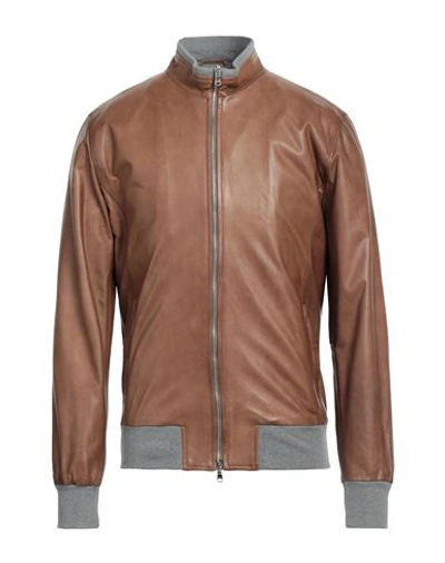 Shop Barba Napoli Man Jacket Brown Size 42 Leather
