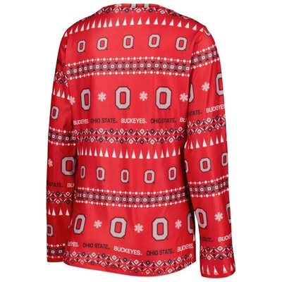 Shop Concepts Sport Scarlet Ohio State Buckeyes Flurry Ugly Sweater Long Sleeve T-shirt & Pants Sleep Set