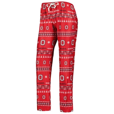 Shop Concepts Sport Scarlet Ohio State Buckeyes Flurry Ugly Sweater Long Sleeve T-shirt & Pants Sleep Set