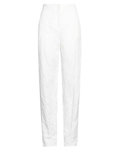 Shop Giorgio Armani Woman Pants White Size 12 Cotton, Linen, Metallic Fiber