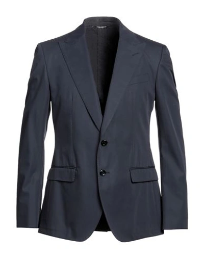 Shop Dolce & Gabbana Man Blazer Slate Blue Size 40 Cotton