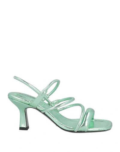Shop Sandro Woman Sandals Light Green Size 6.5 Leather